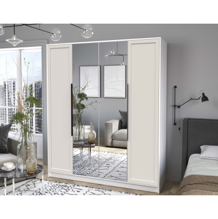 Шкаф распашной Тренд КТ-Ш4 (з) (Белый платинум ЛДСП/ Кашемир ЛМДФ) Ш1800 В2128 Г547